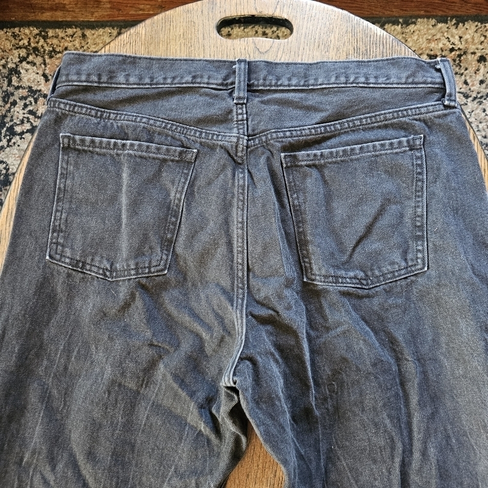 Old Navy High Rise Slouchy Straight Black Distressed Buttonfly Jeans Size 16 - Picture 5 of 12